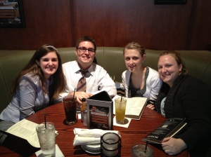 Dinner with the friends at Bar Louie.Left to right: me, Alex, Megan, and Lindsey.